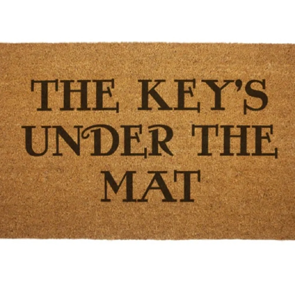 Humor Home Tan Doormat with Black Text